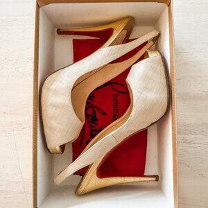 Christian Louboutins Gold Nappa/Beige Prive 10.5